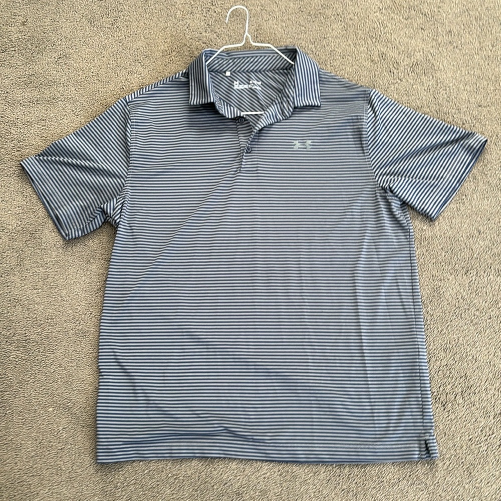 Under Armour - men’s XL  blue & grey striped shirt